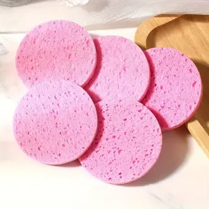 Reusable Face Wash Puff, 5 Counts Wood Pulp Facial Sponge Puff, Facial Cleansing Puff, Facial Skin Care Tool for Women, Makeup