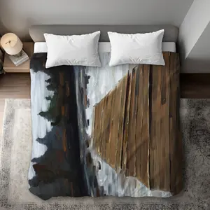Begin Home Decor C1DCKSW02ESWNN Dock & Lake Livingroom Boat King Size Duvet Cover - Home Decor