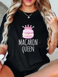 100% Cotton Macaron Queen Funny Macaron T-Shirt Funny Macaron Ideas For Women And Girls