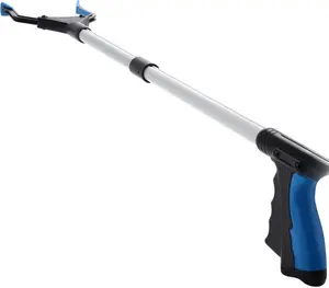 Grabber Reacher Tool 32" Foldable Lightweight Extra Long Handy Trash Claw Grabber Mobility Aid Reaching Assist Tool for Trash Pick Up Nabber Litter Picker Arm Extension Blue