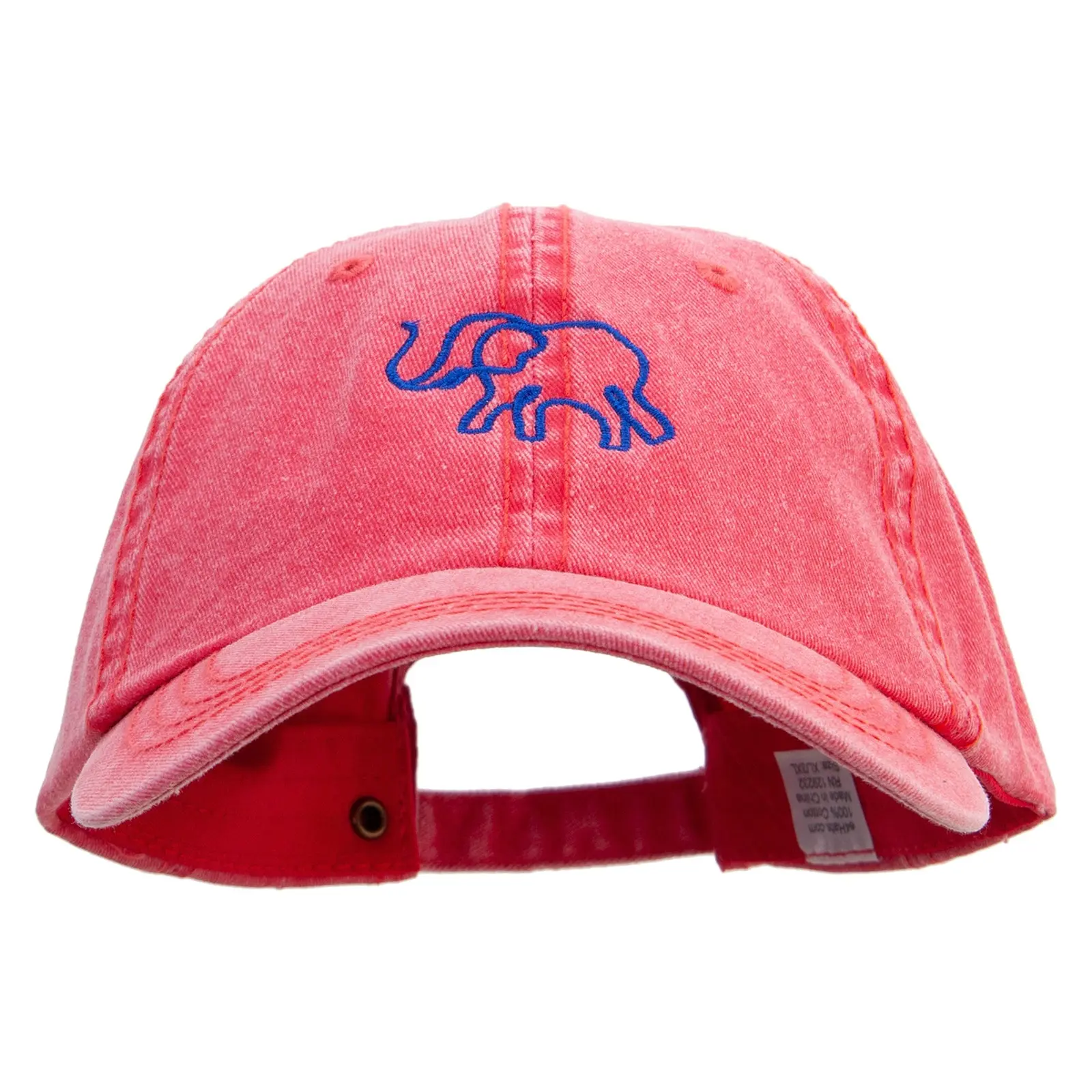 Lineal Elephant Embroidered Big Size Washed Pigment Dyed Cap
