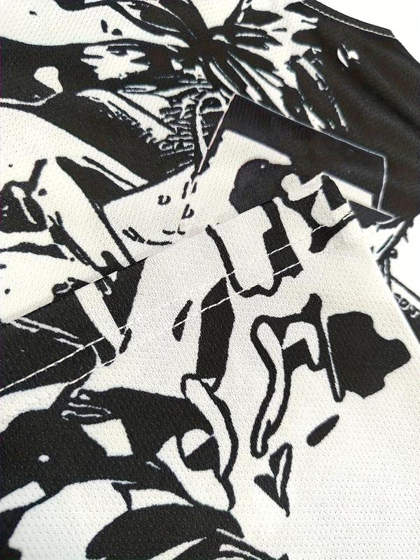 Japanese Anime Men's Football Jersey & Samurai Pattern Round Neck Comfortable Sports Top, Fitness Top, Sweat-Wicking Knit Fabric, Casual Wear Japanese Anime Men's Football Jersey & Samurai Pattern Round Neck Comfortable Sports Top, Fitness Top, Sweat-Wicking Knit Fabric, Casual Wear