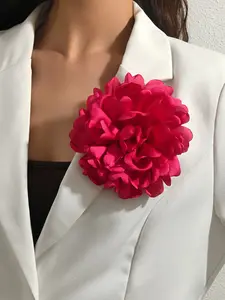 A handcrafted, multi-layered, and multicolored fabric floral brooch featuring a unique, elegant banquet-style design. This versatile corsage—equipped with a convenient duckbill clip—can be worn in various ways and is suitable for any occasion