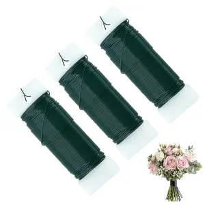 22 Gauge Green Floral Wire - 3 Roll Bulk Pack (345 ft / 105 Meters) | Florist Craft Wire for Flower Arranging, Bouquets, Wreath Making & DIY Projects