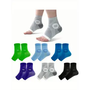 6Pairs Toeless Compression Socks for Women and Men, Breathable Ankle Support Foot Sleeves, Polyester and Spandex Blend, All-Season Comfort