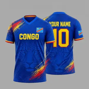 Collection – Custom Your Name And Number Congo Soccer Jersey For Men Women Kids, Personalized Congo Football Shirt, Blue Yellow Red Fan Apparel, Match Day Supporter Gift, Tournament Inspired