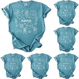 Comfort Colors Custom Floral Nana Shirt, Floral Mama T-Shirt, Personalized Mothers Day Gift, Grandma Auntie Mimi Gigi Nonni Lala Yaya Shirt- Ice Blue Color