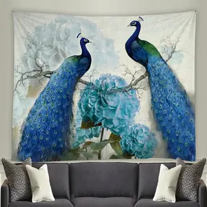 Peacock Tapestry Vibrant Colors Feathers Birds Tapestry Bohemian Hippie Tapestry Wall Hanging for Bedroom Living Room Dorm Decor