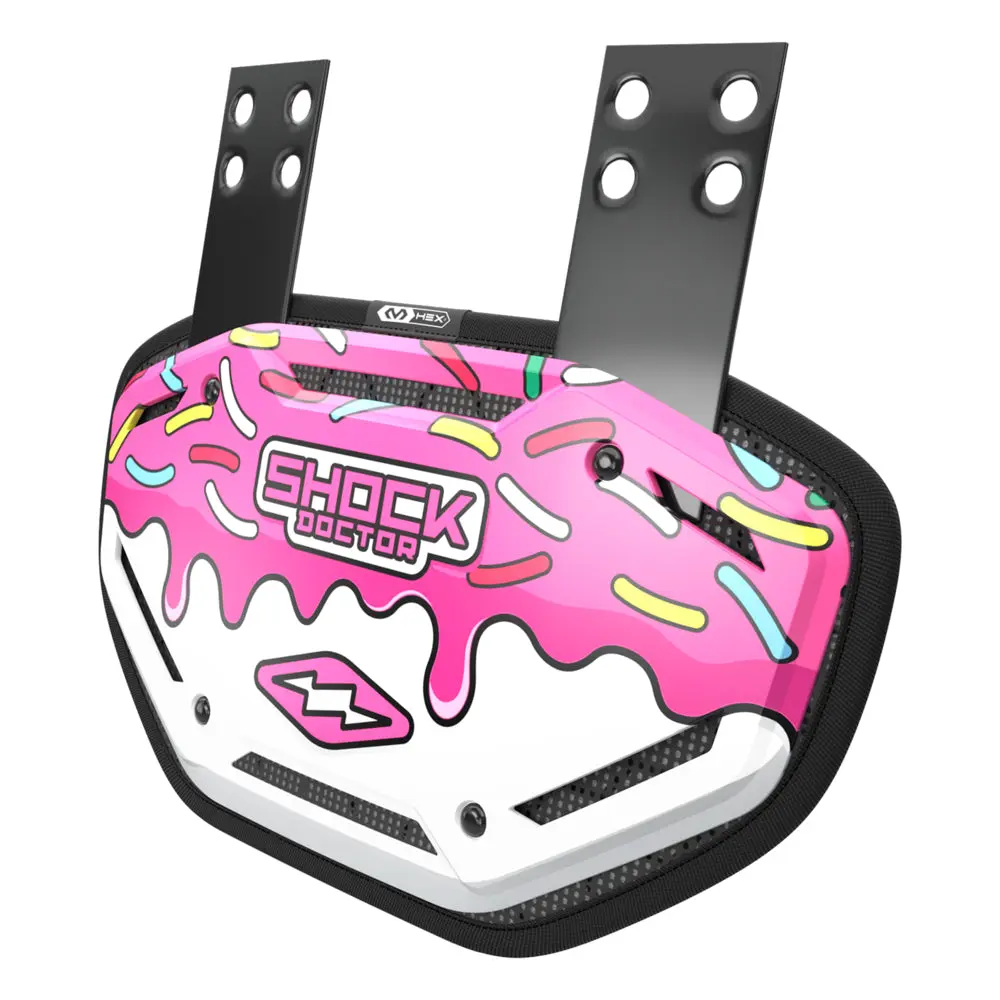 Shock Doctor Showtime White Pink Sprinkle Drip Back Plate MAX PROTECTION Comfort Speed Ventilated HEX® Padding Shock Doctor Showtime White Pink Sprinkle Drip Back Plate MAX PROTECTION Comfort Speed Ventilated HEX® Padding
