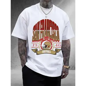 San Francisco Football Team Graphic T-Shirt - 1946 Vintage Design, 100% Cotton Unisex Tee with Retro Helmet & Laurel Wreath Print, Comfort Fit Streetwear for Sports Fans, Collectors & Autumn Casual Wear, Short Sleeve Shirt, Collector Clothing, Classic Des
