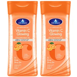 2pcs 200ML Dr.vinas Vitamin C Body Oil, Moisturizing Skin Care Oil, Suitable for All Seasons, Portable for Travel, Body, Face, Hand, Lip, Eye