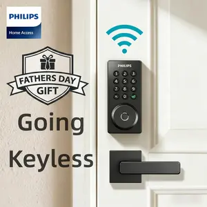 Philips Smart Fingerprint Door Lock, 5-in-1 Keyless Entry Deadbolt, App-Assisted Control, Built-in Wifi, 6-Month Battery Life L3, Summervibes, Fathersdaygift