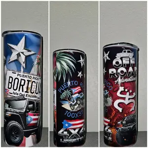 DbTM Puerto Rico Tumbler 20oz - Off Road Adventure Design with Jeep and Puerto Rican Flag Motif Bottle Water Bottles Mug Cup Drinkware Reusable Portable