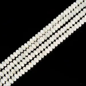 Iridescent White Mother of Pearl MOP Shell Rondelle Beads 3x4mm 4x6mm 15.5''Strd
