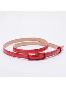 Macaron-colored slim pin buckle belt, glossy PU, versatile skirt-pants decorative belt, Pu Leather Belt, Casual Waist Belt