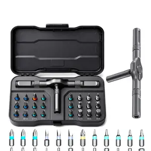24-in-1 T-Handle Ratchet Screwdriver Set, Magnetic S2 Steel Bits, Multi-Purpose Screwdriver Kit for Home Repair, Electronics, Bicycle & Furniture, Compact Storage Case Included