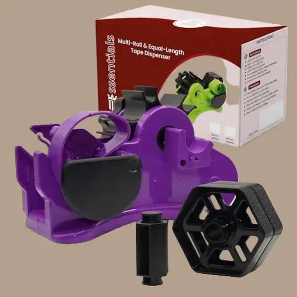 3-Roll Desk Tape Dispenser, Heavy-Duty Desktop Holder with Quick Change & 1-Handed Operation, Multi-Tape Fit for Office Crafting Tasks
