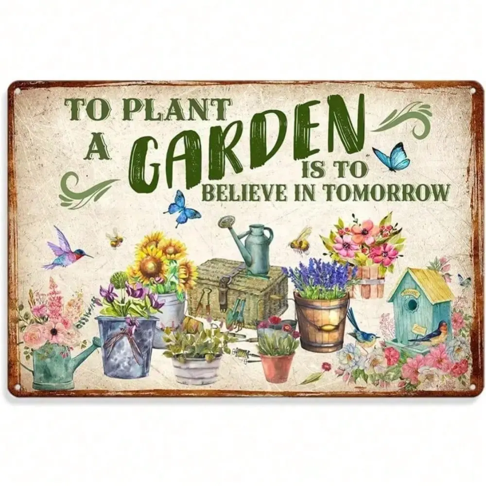 Aluminum Plaque Garden Sign 8x12 Inches Outdoor Decoration Personalized Gift for Mom Grandma She Shed Yard Home Decor