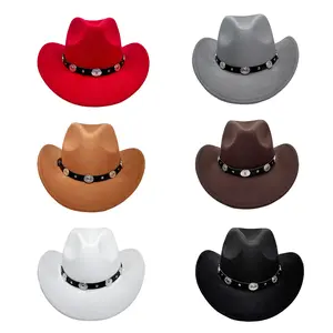 Men Women Western Cowboy Hat Metal Band Hat For Outdoor Country Music Festival