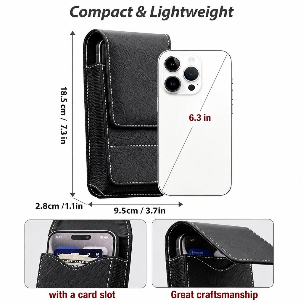 Yeomoo Men's Waist Phone Pouch with Card Slot, Magnetic Lock & Metal Belt Clip, Casual Daily Belt Bag for Large Smartphones, Ideal Gift for Father, Grandpa, Husband, Boyfriend, Practical Present for Blue‑Collar Workers for Job Site & Outdoor Work Yeomoo Men's Waist Phone Pouch with Card Slot, Magnetic Lock & Metal Belt Clip, Casual Daily Belt Bag for Large Smartphones, Ideal Gift for Father, Grandpa, Husband, Boyfriend, Practical Present for Blue‑Collar Workers for Job Site & Outdoor Work