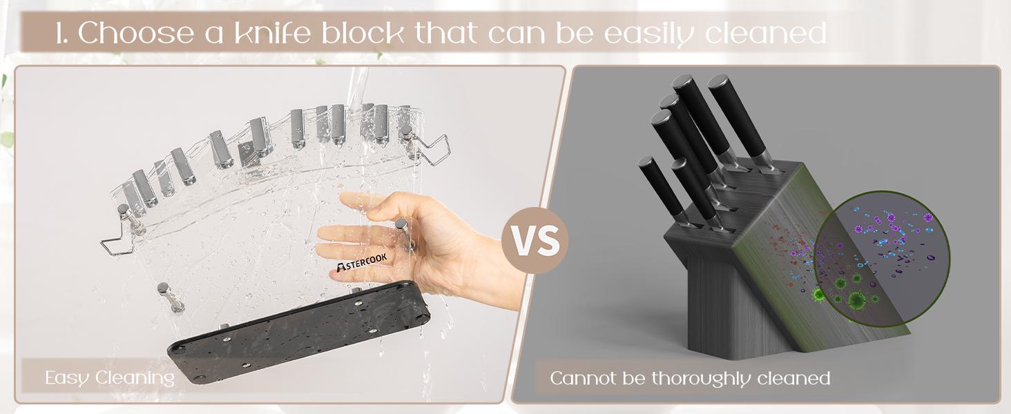 Astercook Kitchen Knife Set with Block, 17 PCS High Carbon Stainless Steel Sharp Serrated Steak Knives Set, Chef Knives, Bread Knife, knives  set