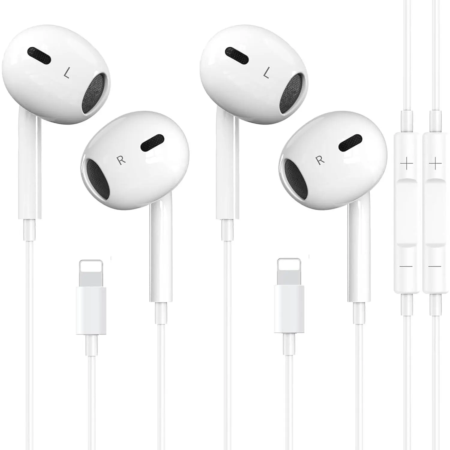 2 Packs-for iPhone Headphones Wired Earbuds/Earphones Nosie Reduction Built-in Microphone & Volume Control Headsets Compatible with iPhone 14/13/12/11/XR/XS/X/8/7/SE/Pro/Pro Max
