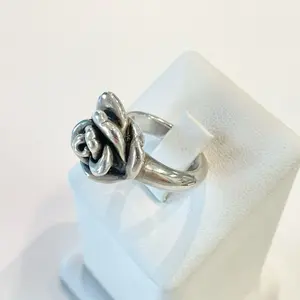 Sterling Silver 925 Rose Flower Lightweight Hollow  Ring Jewelry