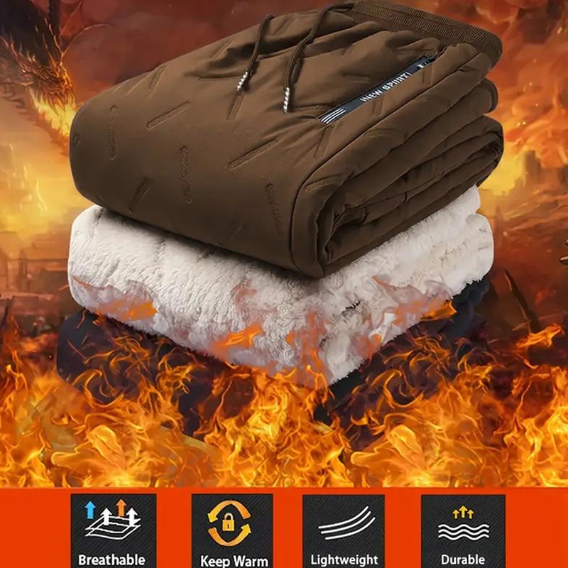 Men's Thermal Pants Heavyweight Insulated Cotton Winter Trousers with Drawstring Waistband, Black Cold Resistant Daily & Formal Wear with Side Pockets Suitable for Office Work and Outdoor Activities warm Men's Thermal Pants Heavyweight Insulated Cotton Winter Trousers with Drawstring Waistband, Black Cold Resistant Daily & Formal Wear with Side Pockets Suitable for Office Work and Outdoor Activities warm