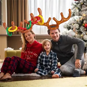 5pcs Christmas party throwing ring inflatable antler deer head ring holiday party game inflatable Christmas toy