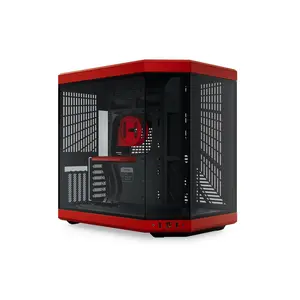 HYTE Y70 CS-HYTE-Y70-BR Dual Chamber Mid-Tower ATX Case with PCIe 4.0 Express Riser Cable Included, Red/Black