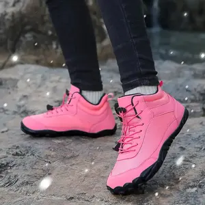 BDHJYDB Men'S & Women'S High-Top Winter Boots - Thick Fleece-Lined, Warm, Non-Slip Rubber Sole, Lace-Up & Slip-On Closure, Vibrant Pink, Ideal for Hiking & Outdoor Activities, Winter Boots