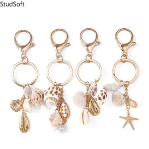 New Summer Beach-Themed Keychain: Stylish & Unique Pearl, Seashell, Starfish, and Conch Bag Charm