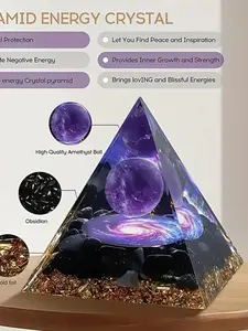 Handmade Starry Sky Orgonite Crystal Pyramid, Desktop Home Decor, Birthday Gift, Creative Holiday Present, Unique Decoration