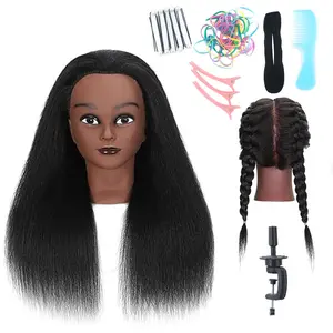 16 Inch 100% Real Hair Mannequin Head, Training Head Manikin for Hairdresser Practice, Braiding Hair Styling with Clamp Stand
