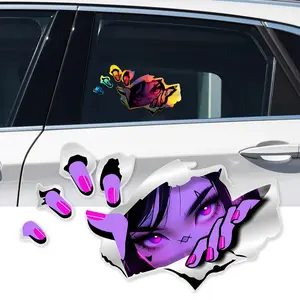2D Flat Motorcycle Helmet Sticker 1 Creative 3D Effect JDM Style Anime Cartoon Girl's Eyes Car Sticker Body Scratch Shielding Waterproof Durable Sticker Suitable for Electric Vehicles, Motorcycles, Cars, Trucks, Computer Chassis Decoration Sticker Decals