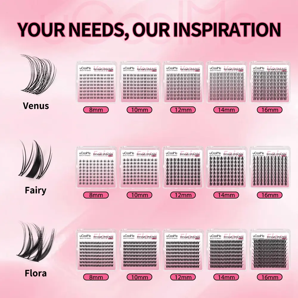 uCoolMe Fairy Flora Venus Aphrodite Vivi Manga Lash Extensions Gift Set, Individual DIY Eyelashes with Ultra-Thin Band, Soft Comfortable Long-Lasting Lashes, Easy At-Home Application, Beauty Gifts for Her, Beginner Friendly