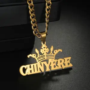 FF0049 New Store Opening||Custom Hip Hop Name Necklace| Gothic Font & Crown Personalized Pendant|Ideal for birthdays, graduations, or cultural celebrations-each font style reflects a unique personality.