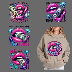 6 Pack DIY DTF Transfer Stickers for Girls Heat Transfer Vinyl for T Shirts Masks Jeans Bags Washer Resistant No Iron Needed Sublimation Decals