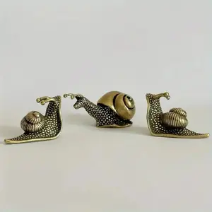 Vintage Brass Snail Statues Set of 3, Miniature Conch Decor, Complex Spiral Design, Copper Color Home & Garden Ornaments, Home Decoration, Decorative Sculptures