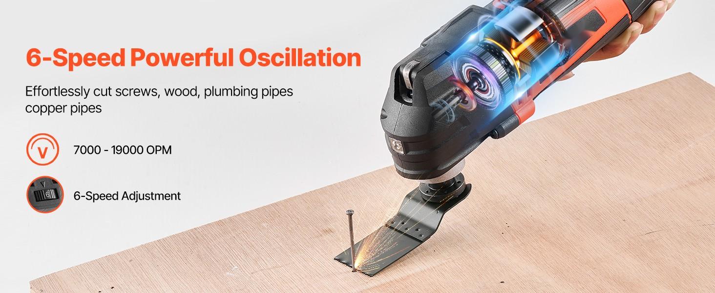 Multitool Oscillating Tool for Precision Cutting and Sanding, 4 Amp Corded Power, Variable Speed Control with 6 Settings, Quick Change Accessory System, Ergonomic Handle, Durable Construction for DIY Projects and Professional Use
