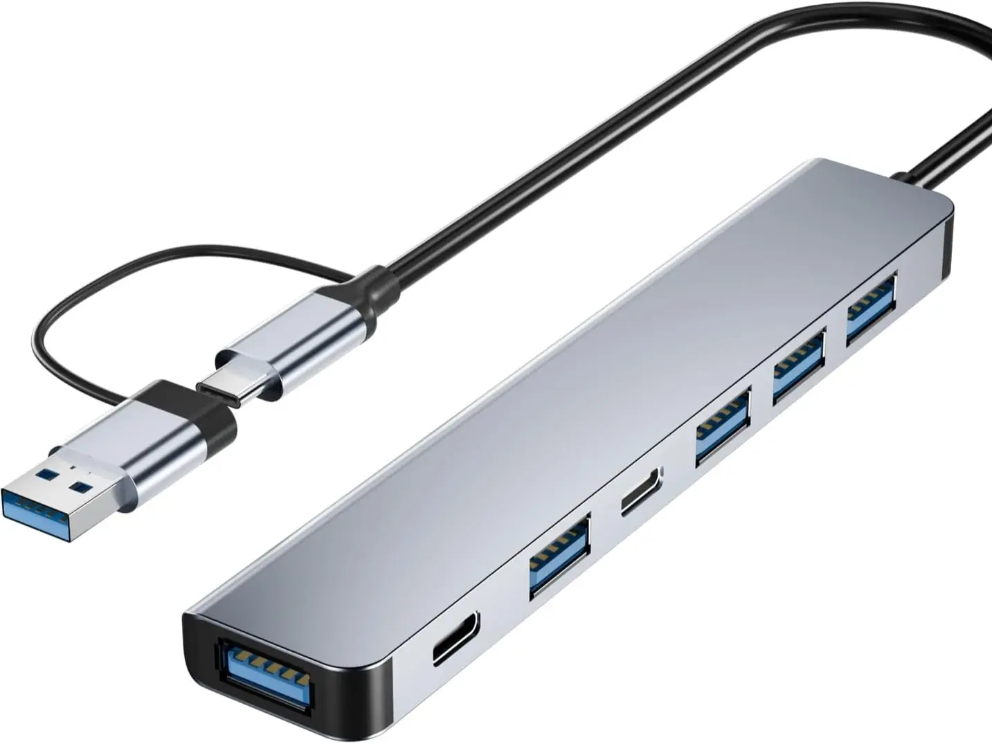 USB-C/USB Hub, BERLAT Aluminum 7-in-1 USB-C & USB Hub with USB 3.0 and USB 2.0 Ports for PCs, Laptops, MacBook Pro, MacBook Air, iMac, iPad, and More Devices