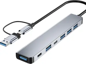 USB-C/USB Hub, BERLAT Aluminum 7-in-1 USB-C & USB Hub with USB 3.0 and USB 2.0 Ports for PCs, Laptops, MacBook Pro, MacBook Air, iMac, iPad, and More Devices