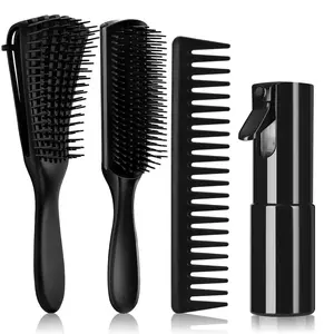 Shine-Boosting    for Curly, Wet & Dry  - 4pcs  for Adults & Kids, Includes Cleaner Tool (3 PCS) Detangling Hair brush set