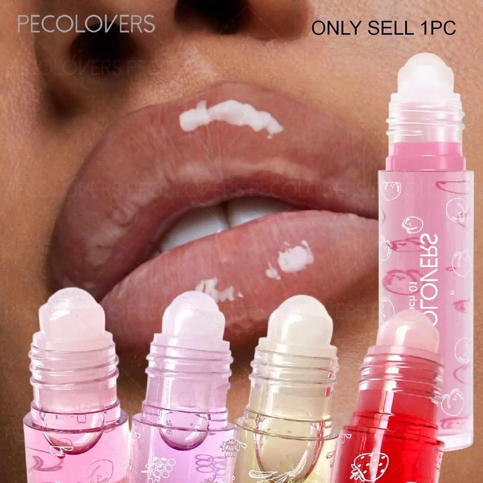 1PC Transparent Fruit Water Lip Oil Lip Glaze Moisturizing Hydrating Mirror Crystal Jelly Glass Lip Gloss Plumping Lipgloss Makeup Cosmetics