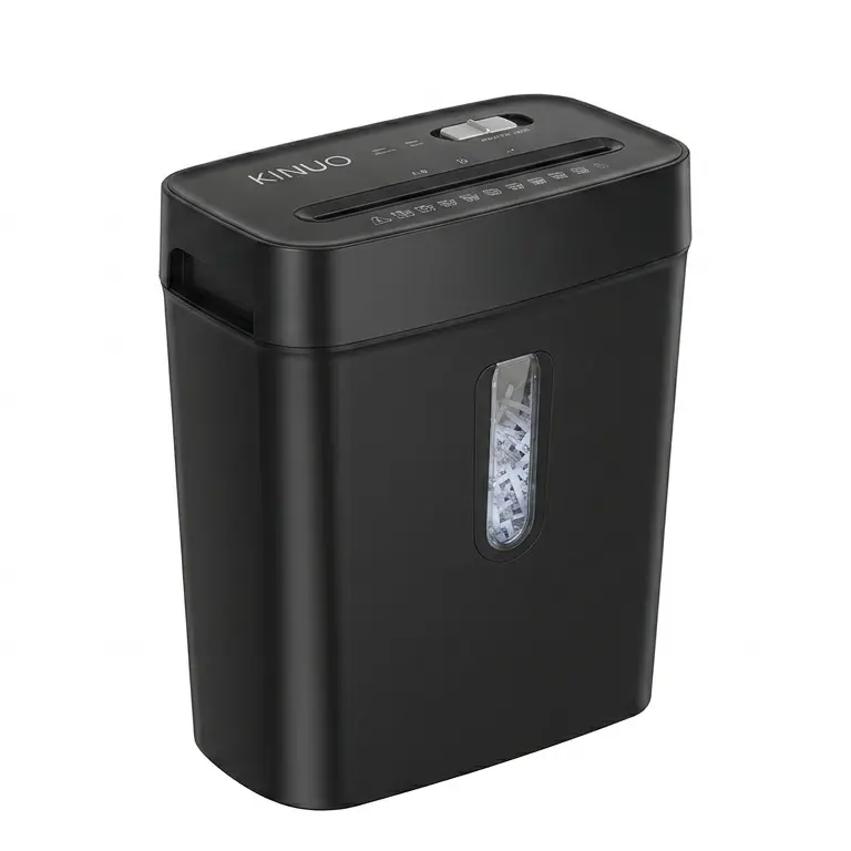 KINUO P-4 High Security Paper Shredder for Home Office, 6-Sheet Cross-Cut Shredder for Credit Cards, Staples & Paper Clips, Heavy Duty Shredder with Safety Lock & Overheat Protection
