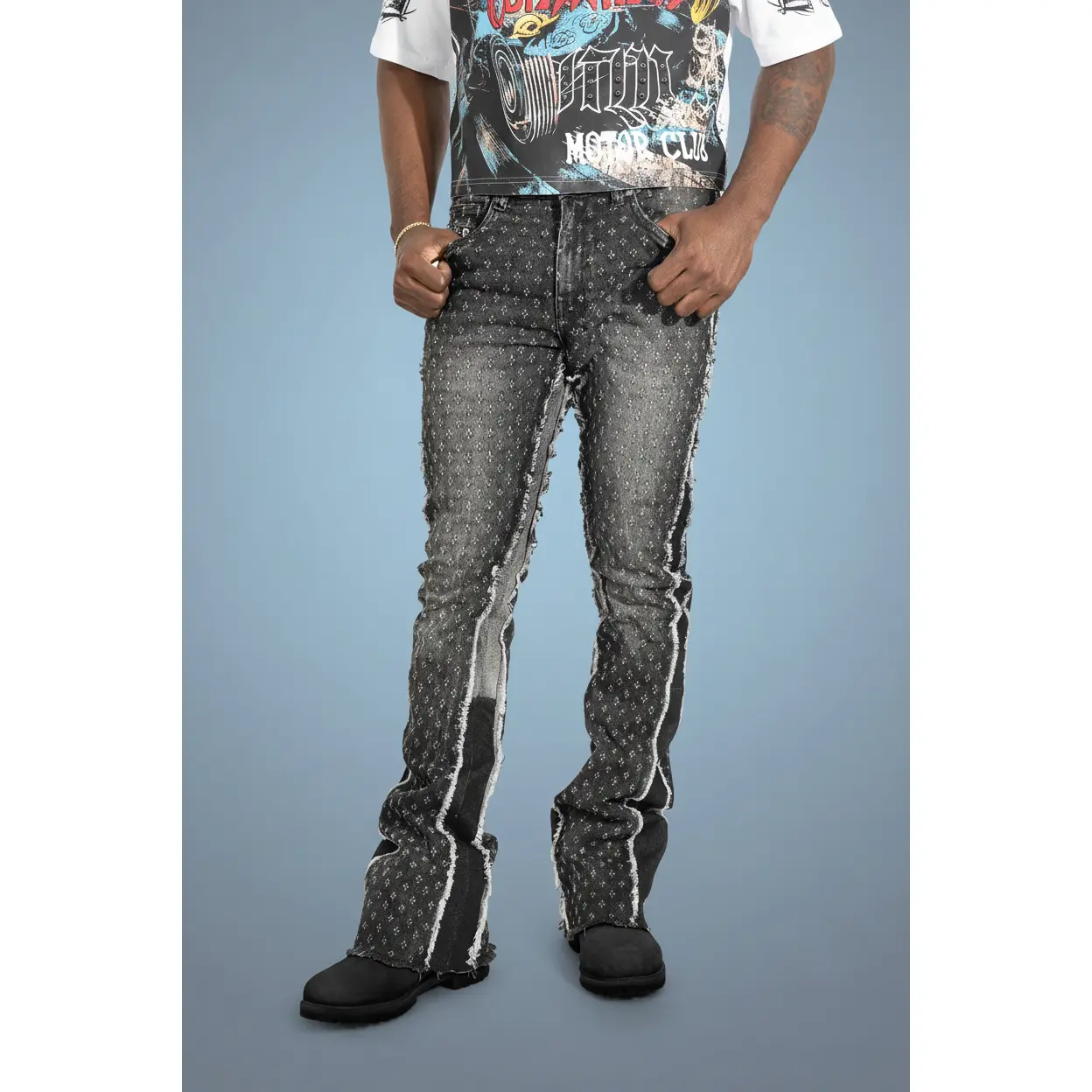 Makobi Phalon Stacked Jeans in Black - F1702