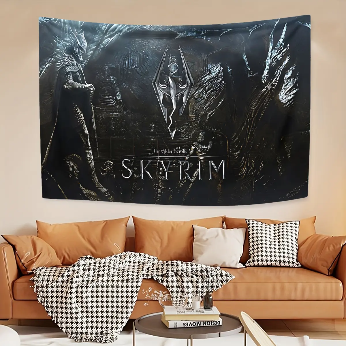 The Elder Scrolls V Skyrim, decorative tapestry background cloth thickened soundproof tapestry, velvet thermal tapestry, Tapestry wall hanging, bedroom living room office decorative tapestry, fine printing, Christmas gift for family and friends