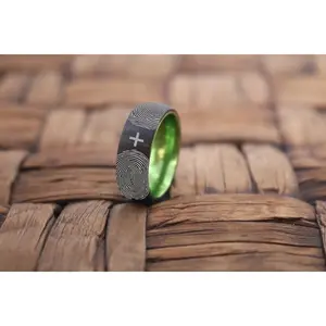 Fingerprint Ring | Mens Wedding Band, Couple Wedding Ring, Memorial Ring