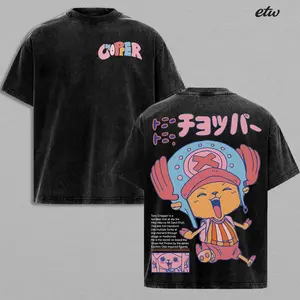 Limited Tony Tony Chopper Vintage Washed Double Print Tee – One Piece Straw Hat Doctor Anime Graphic T-Shirt, Oversized Heavyweight Cotton 90s Y2K Streetwear Unisex Gift Shirt Summer Outfit