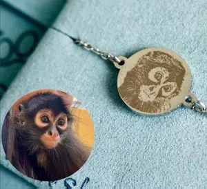 Custom Pet Portrait Bracelet - Personalized Dog or Cat Jewelry with Adjustable Cable Chain & Laser-Engraved Photo Charm for Pet Memorial Keepsakes